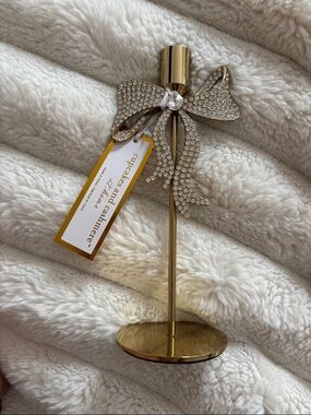 cupcakes & cashmere Gold Decorative Bow candle Stand